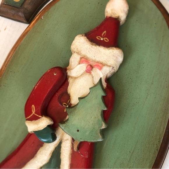Vtg Handmade Santa Noel Wall Hanging - Picture 12 of 12